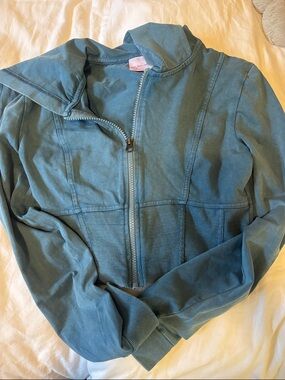 Urban Outfitters Teal Zip-Up Hoodie Vest